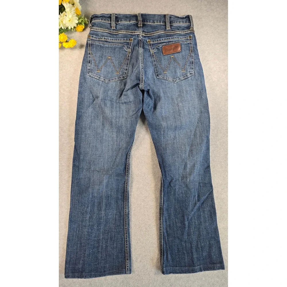 Wrangler Retro Slim Boot Jeans Mens 30x27 Blue Denim Western Casual Cowboy